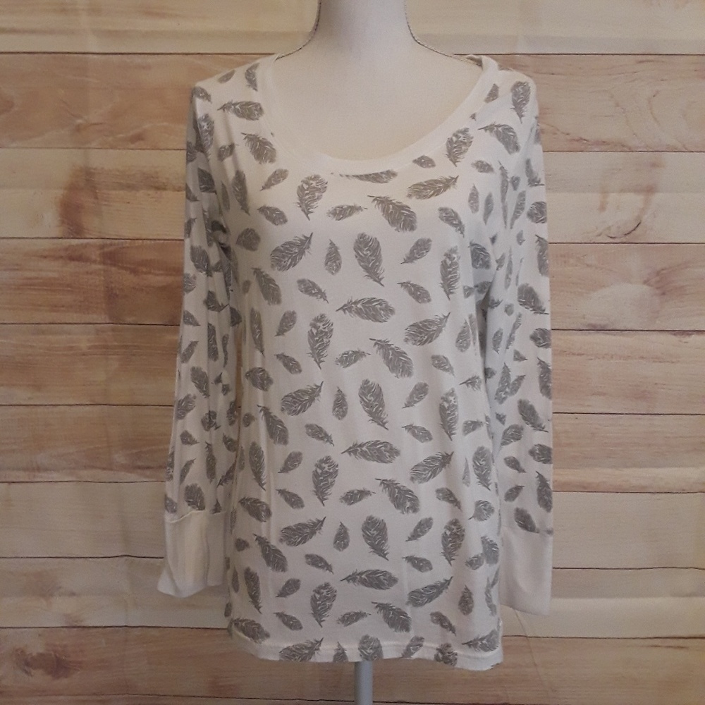OP Juniors Long Sleeve Tee with Feather Print